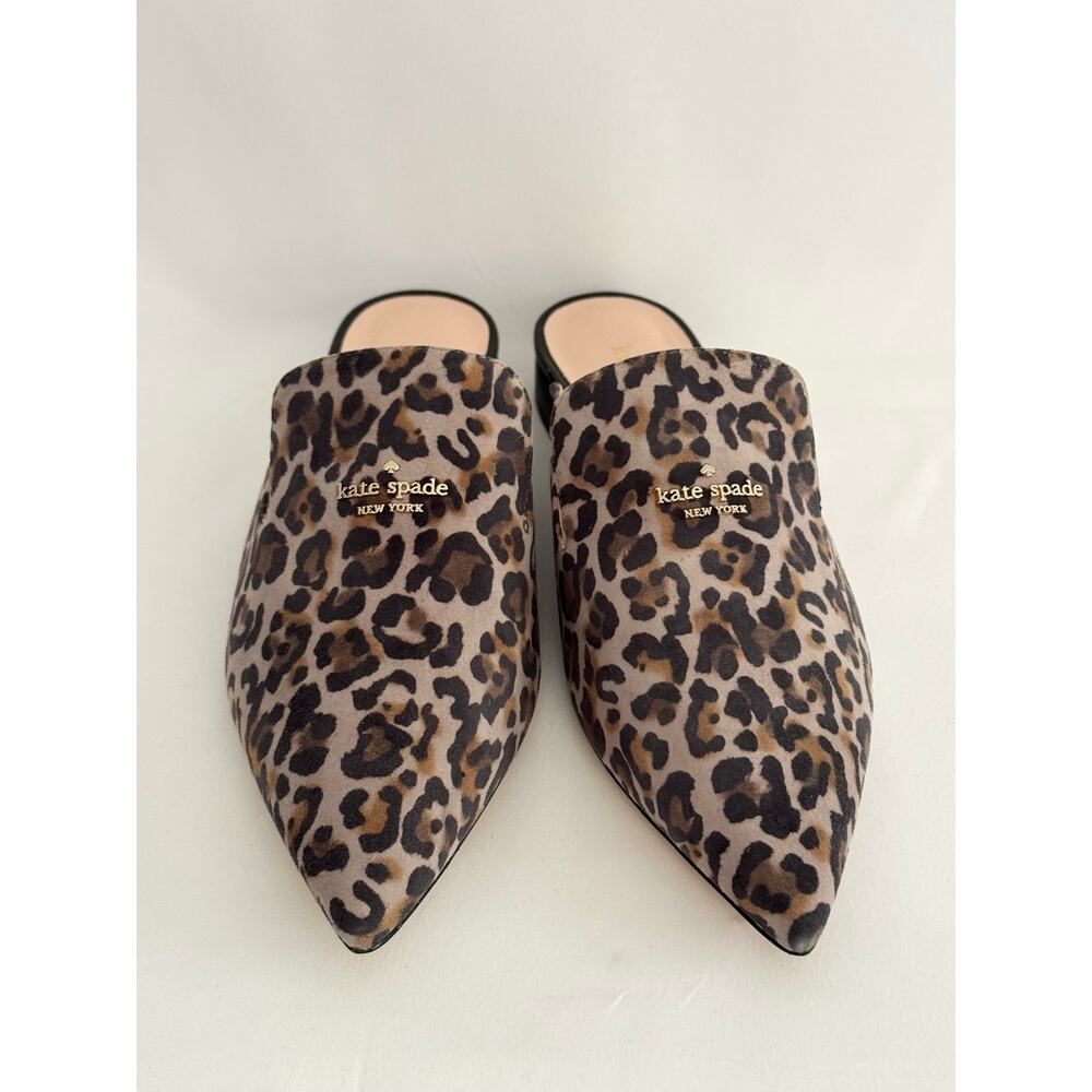 Kate Spade Loretta Leopard Mules NIB Taupe Multi Pointed Toe 10B - Picture 6 of 13